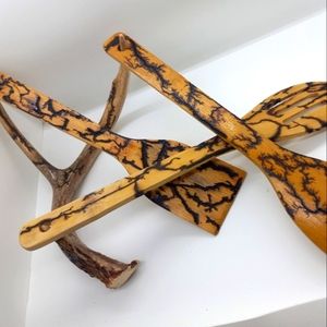 Fractal Wood Burned Cooking Laddles